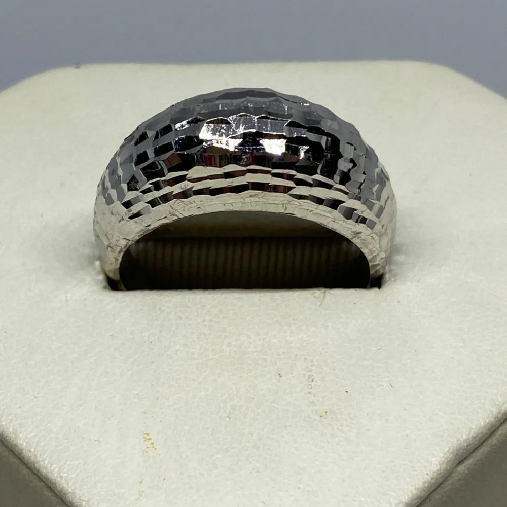 Italian 14k White Gold Dome Ring